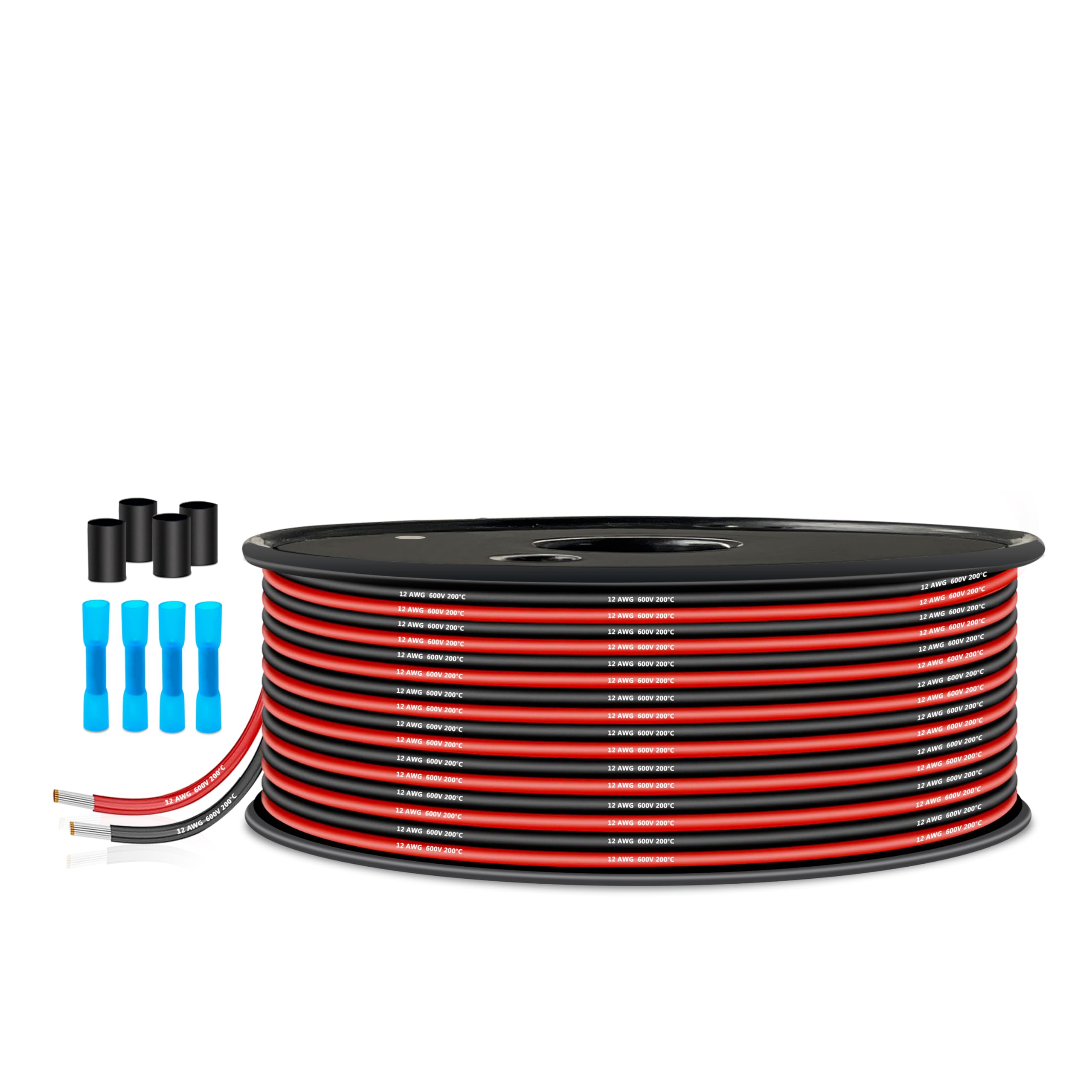 Electrical Wire,12 Gauge Silicone Wire-THUN-CT 3.33mm² 12 AWG Electrical Cable 39.4FT Length[19.7ft Black and 19.7ft Red]-Flexible, High Temperature, and Corrosion-Resistant