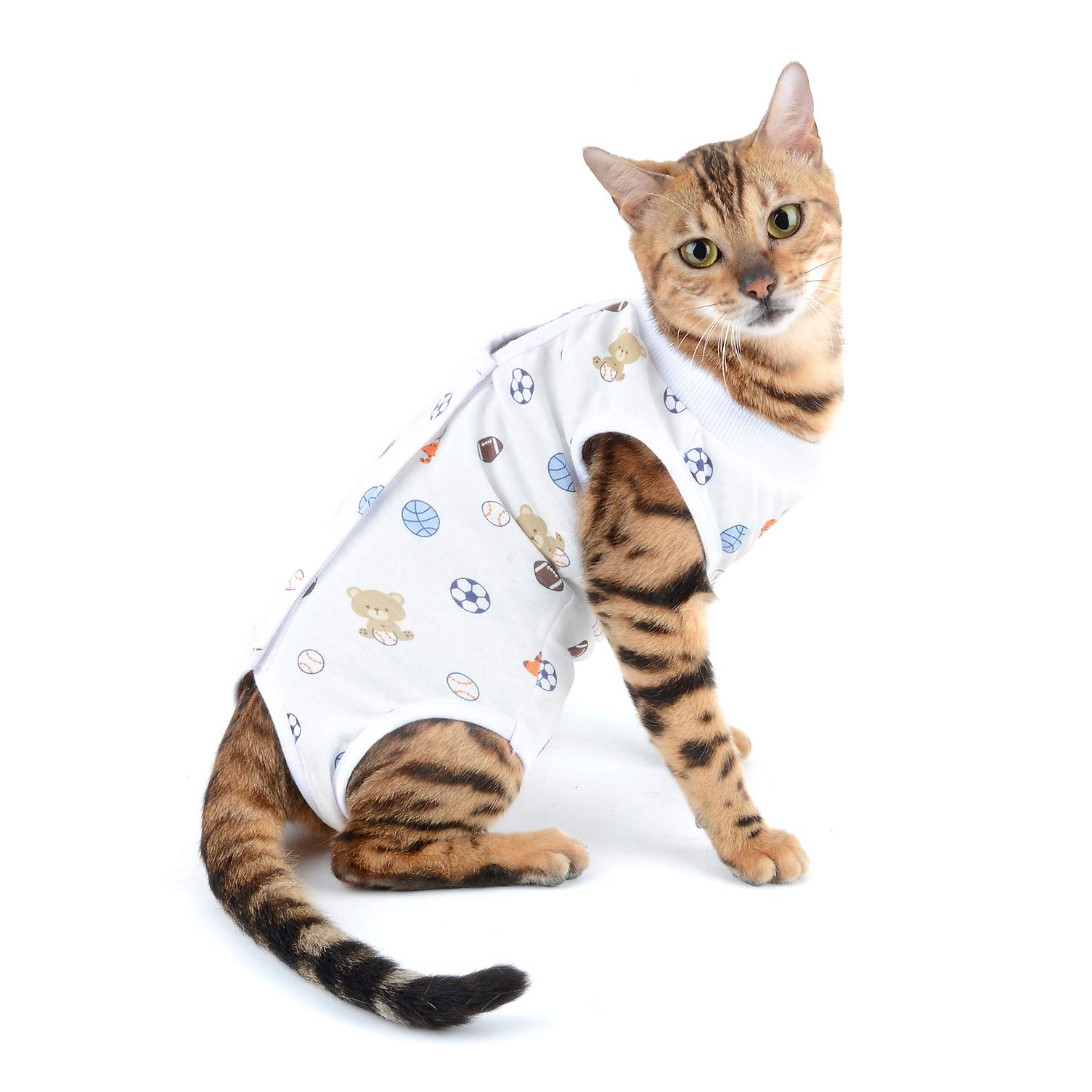 SELMAI Dog Recovery Body Suit Cat after Surgery Abdominal Wound Protector E Collar Alternative Puppy Wearing for Skin Diseases Surgical Care Pet Prevent Licking Multi Color Various Pattern Blue M
