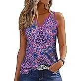 Tank Tops for Women Summer Tops Casual Button Down Shirts Loose Fit V Neck Sleeveless T Shirts