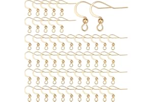 SUNNYCLUE 1 Box 100Pcs Real 18K Gold Plated French Earring Hooks Fish Hook Earrings Stainless Steel Ear Wires Ball Dot Earwir