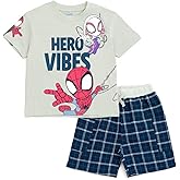 Marvel Spidey and His Amazing Friends T-Shirt and Plaid Shorts Outfit Set Toddler to Big Kid Sizes (2T - 10-12)
