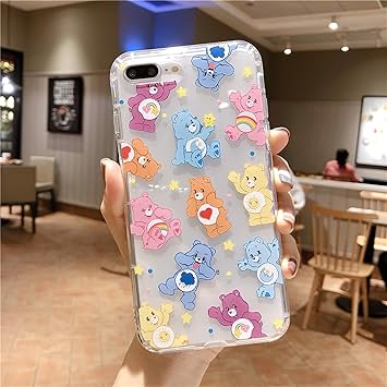Amazon Com Cartoon Cute Rainbow Bear Phone Case For Iphone 11 Pro X Xs Max Xr 8 7 6 S Plus Ins Anime Cares Bears Clear Soft Cover Coque 1 Iphone 7 8 Plus Electronics