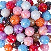 50 Pcs Disco Ball Beads for Jewelry Making Colorful Faceted Rainbow Acrylic Beads Mini Disco Ball Bracelet Necklace Jewelry Earrings Making Supplies for DIY Crafts and Party Decorations