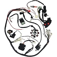 Qiureva Complete Electrical Wiring Harness Ignition Coil Kit for 150cc 200cc 250cc 300cc ATV Chinese Dirt Bike ATV QUAD 4 Str