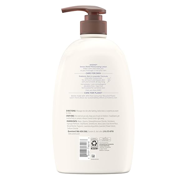 AVEENO STRESS RELIEF MOISTURIZING BODY LOTION WITH LAVENDER SCENT, TO HELP YOU FEEL CALM AND RELAXED, HYDRATING BODY LOTION FOR DRY SKIN, 33 FL OZ