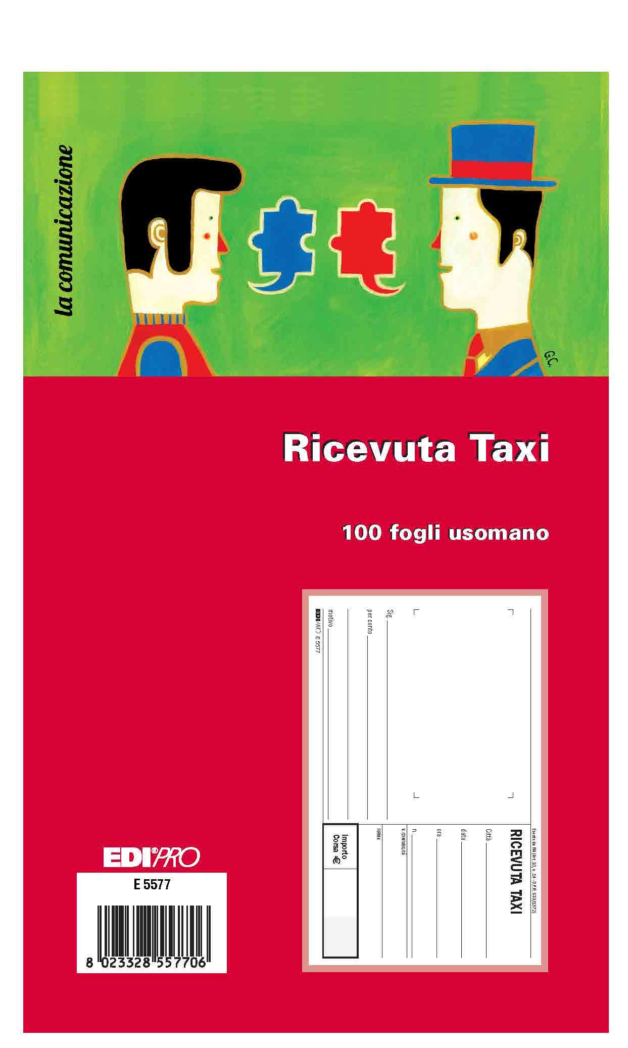 EDIPRO - E5577 - Taxi Receipt Block 100 Sheets Hand use f.to 29,7x22
