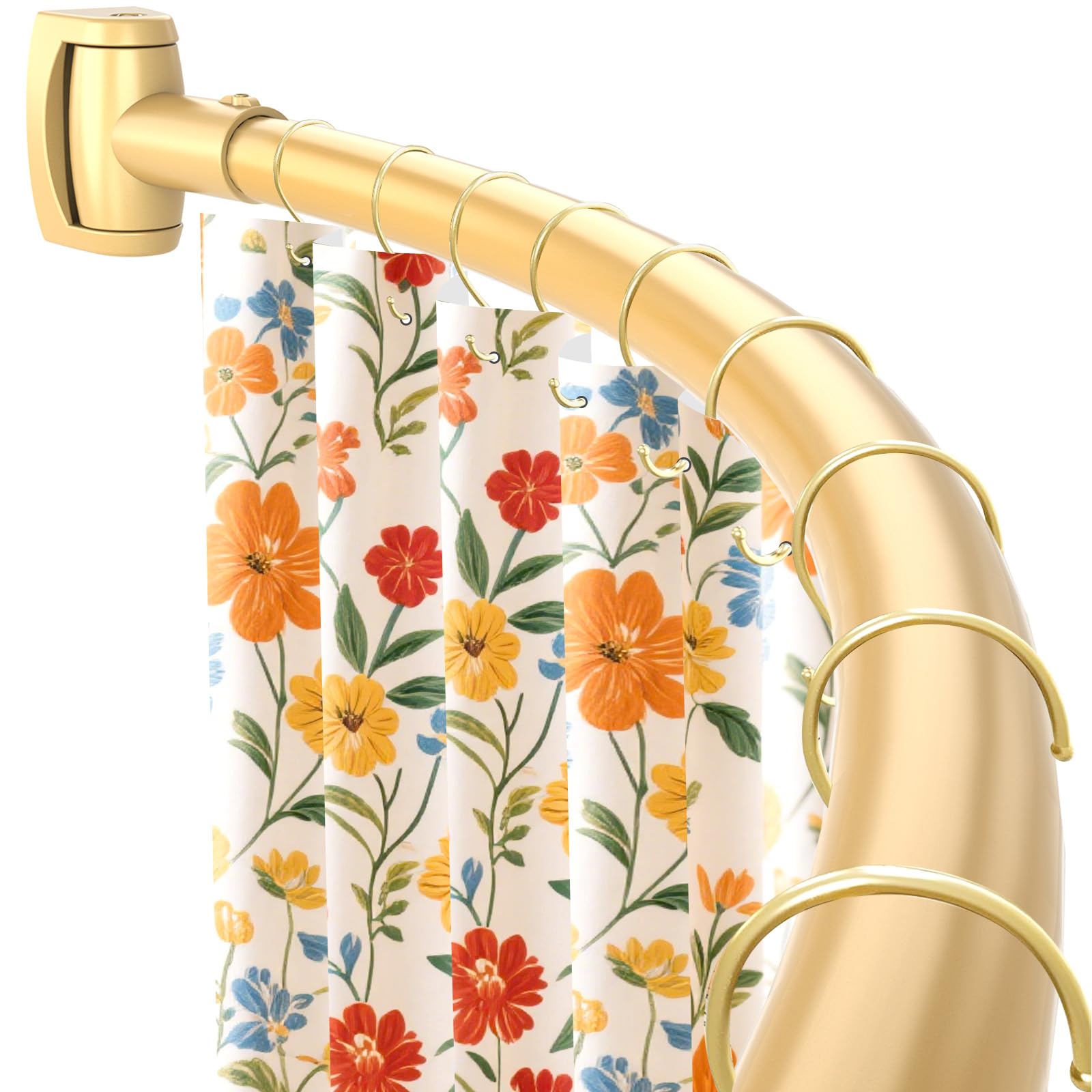 Photo 1 of Haryaers Gold Curved Shower Curtain Rod,35-76 Inches Adjustable Length Curved Shower Rods Round Shower Curtain Rod Rust Proof Stainless Steel Curved Shower Rods For Bathroom