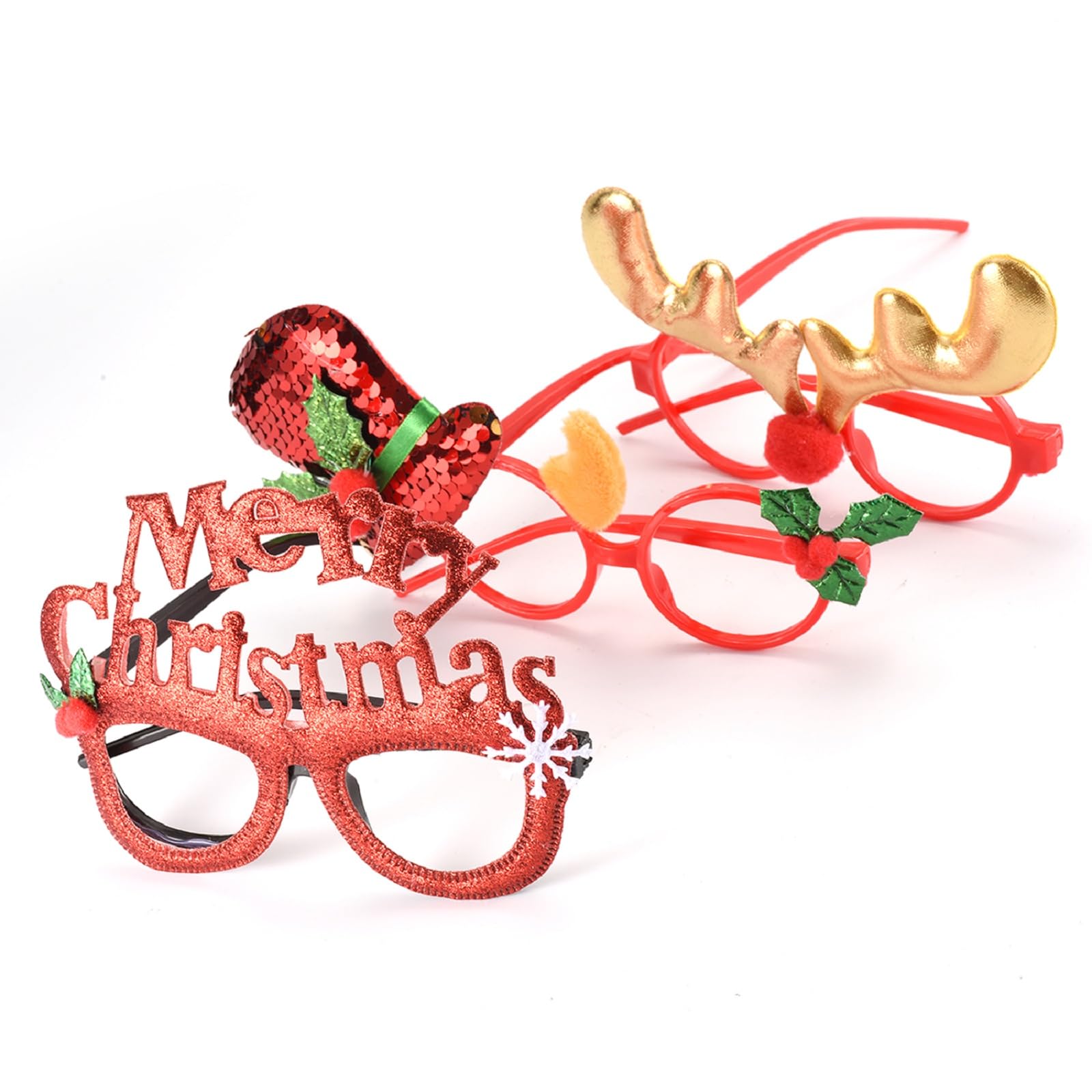 SEVEN STYLE 16 PCS Christmas Holiday Glasses for Kids & Adults,Cute Christmas Glasses Frames,Fun Christmas Party Favors Festive Decorations & Trinkets, Perfect for Goodie Bag Stuffers ，Photos booth