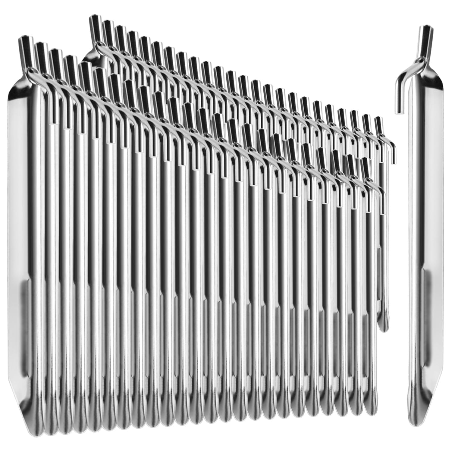 com-four® 48x Tent pegs steel - Sturdy V-shaped soil nails for camping and outdoor ideal for normal ground - Metallic tent pegs heavy duty