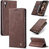 Cracedily for iPhone XR 6.1-Inch Case, Flip Wallet Leather Case with Card Holder Magnetic Closure Shockproof Kickstand Protective Phone Cases Cover for iPhone XR, Coffee