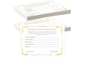 GISGFIM 24 Pieces 5 x 7 Inch Certificate of Authenticity Gold Foil Premium Certificates for Valuations Collectibles and Artwork Gifts for Artists Artisans Handicraft Worker