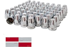 WAITTON 60Pcs Semi Trucks Lug Nut Covers Chrome, 33mm Lug Nut Covers ABS Plastic Anti-Rust Screw-on Wheel Nut Caps with Installation Tool, Truck Nuts for Semi Trucks Trailer