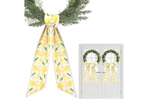 PARTYFORU Lemon Wreath Sash for Front Door - 2 Pcs Lemons Sash for Wreath for Summer Home Decorations, Yellow Fruit Wreaths Sashes for Wall Window Farmhouse