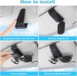 TCJJ Car Visor Sunglasses Holder Leather Magnetic Clip Carbon Fiber view 6