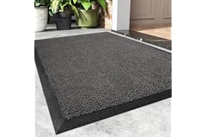 AMOAMI Front Door Mat Indoor Outside Entrance - Outdoor Door Mats Entry Mat Non Slip Water Absorbent Dirt Trapper Welcome Mats Doormats for Entryway Doorway - 17”x30” Black and Grey