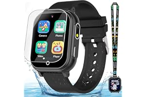 Kids Waterproof Smart Watch Gift for Boys Ages 3-12, 32 Puzzle Games, HD Touchscreen, Dual Camera, Vedio Pedometer Music Play