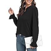 lionstill Women's Fashion Long Sleeve Tunic top Casual Loose Diamond V Neck Daily Work Shirts