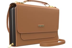 Bible Covers for Women Large Size - Bible Case Bag Fits Book Up to 9.7 x 7.4 x 1.9 in by DEHITE - Pen Slots | Zippered Pocket | Shoulder Strap | Brown Church Purse - PU Leather Christian Gift
