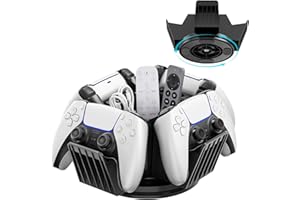 KDD Controller Organizer for Desktop - 360°Rotatable Controller Holder with Storage Box - Universal Stand for 4 Controllers, Desk Organizer for Switch Remote Control Pen Gamer Accessories