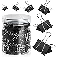 VTECHOLOGY 120Pcs Paper Binder Clips 6 Assorted Sizes,Jumbo, Large, Medium, Small, Mini and Micro Paper Clamps School Binder 