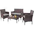 Homall 4 Pieces Patio Rattan Chair Wicker, Outdoor Indoor Use Backyard Porch Garden Poolside Balcony Furniture Sets (Grey)