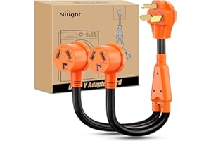 Nilight EV Dryer Y Splitter Adapter Cord 30 Amp Male Plug to Two 30Amp Female Receptacle 3 Prong 125V/250V 7500 Watt Pure Copper Conversion Heavy Duty STW 10 AWG Cable 10-30P 10-30R 30M/30F