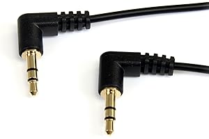 StarTech.com 3 ft Slim 3.5mm Right Angle Stereo Audio Cable - M/M (MU3MMS2RA), Black