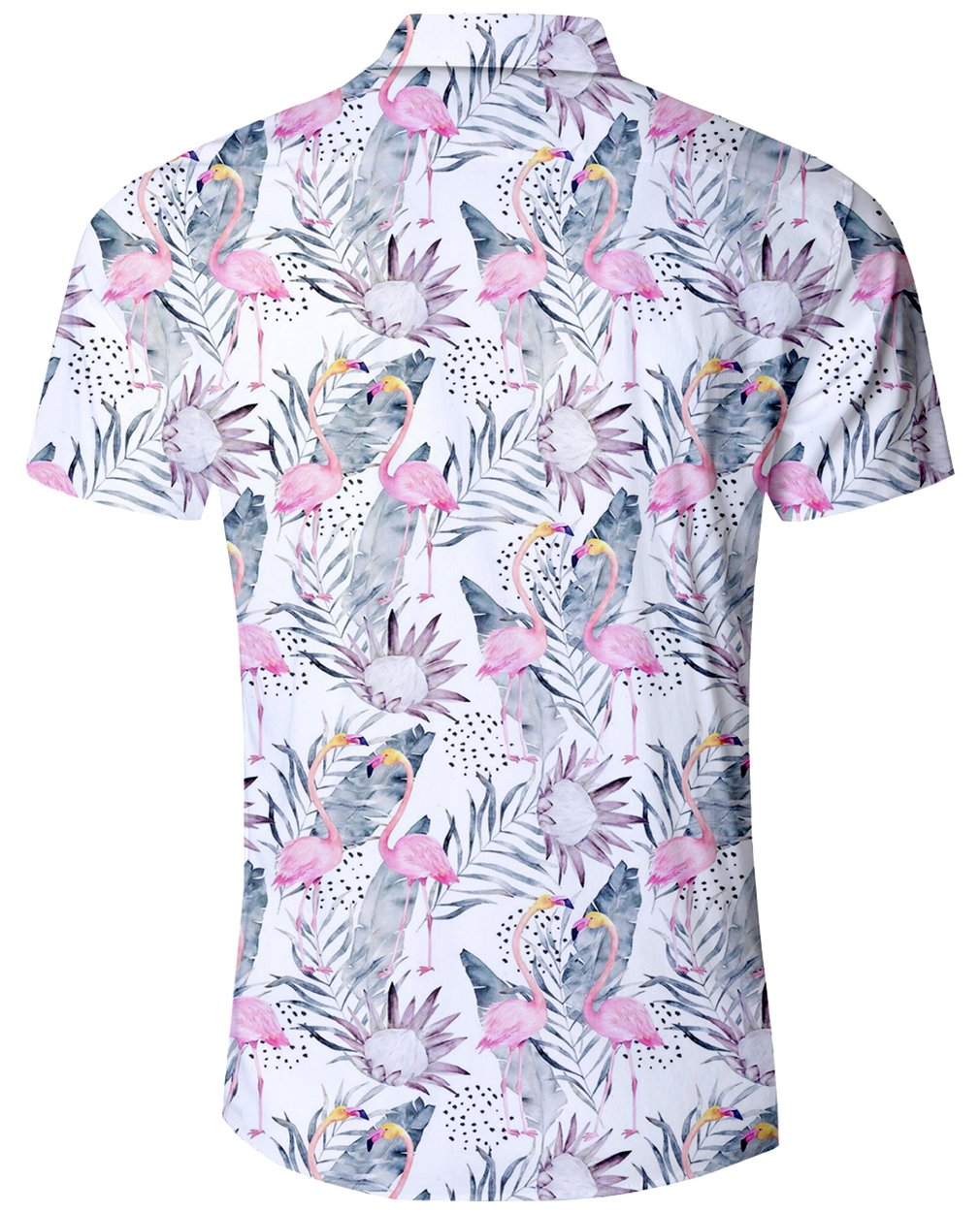 Goodstoworld Men\'s 3D Printed Casual Hawaiian Holiday Aloha Floral Flamingos Short Sleeve Shirt