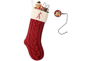 ZGCYSMHT Christmas Stockings Personalized Custom Initials 18 Inches Knitted Christmas Stockings with Letter Fireplace Hanging Monogram Xmas Stockings for Kids,Family Holiday Party Decoration（Red and White A）