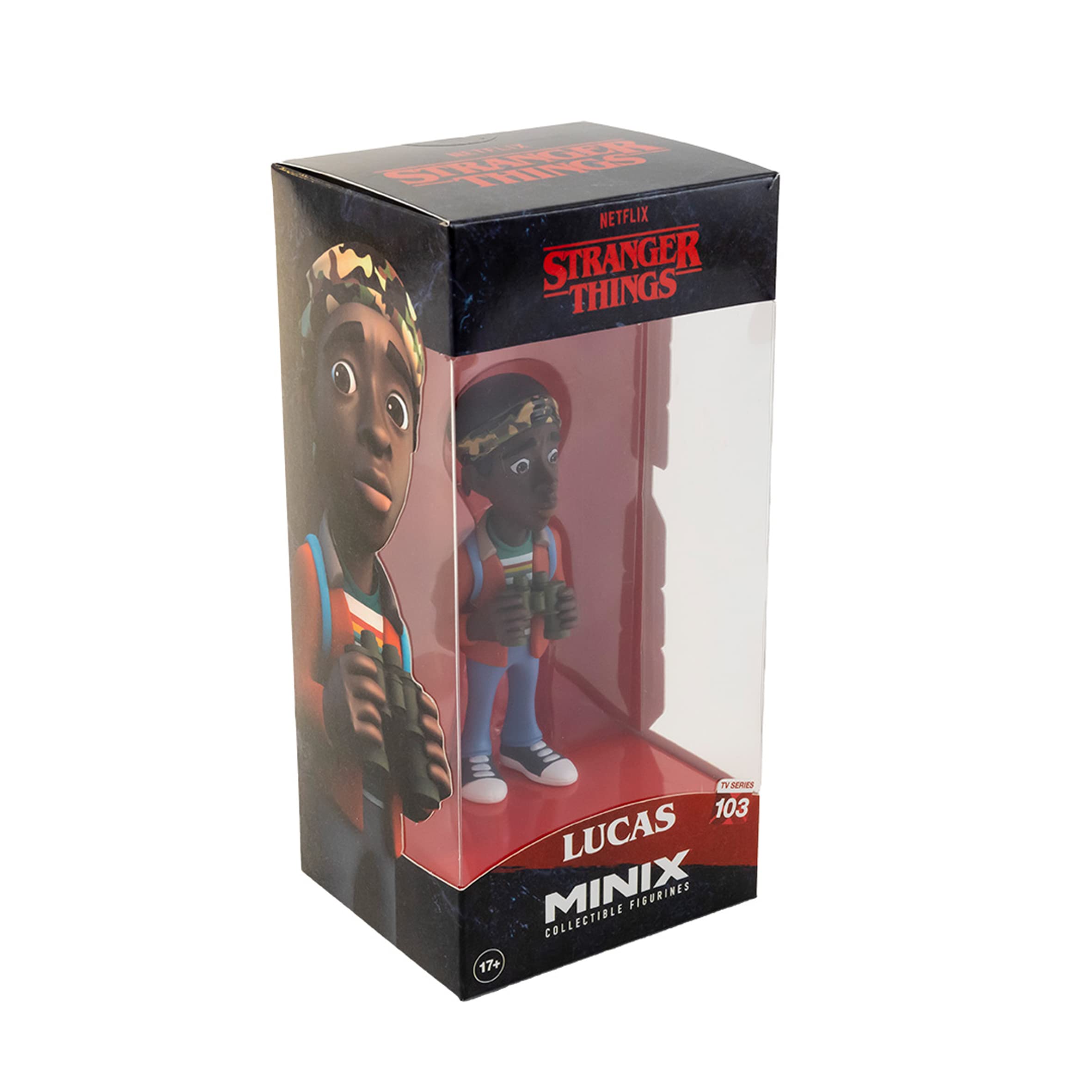 BANDAI Minix Stranger Things Lucas Model | Collectable Figure Merchandise Range Figures Make Great Gifts, Blue,red, (MN14415)