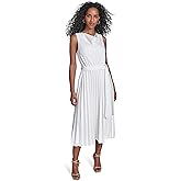 Calvin Klein Womens Scuba Crepe Pleat Skirt Dress