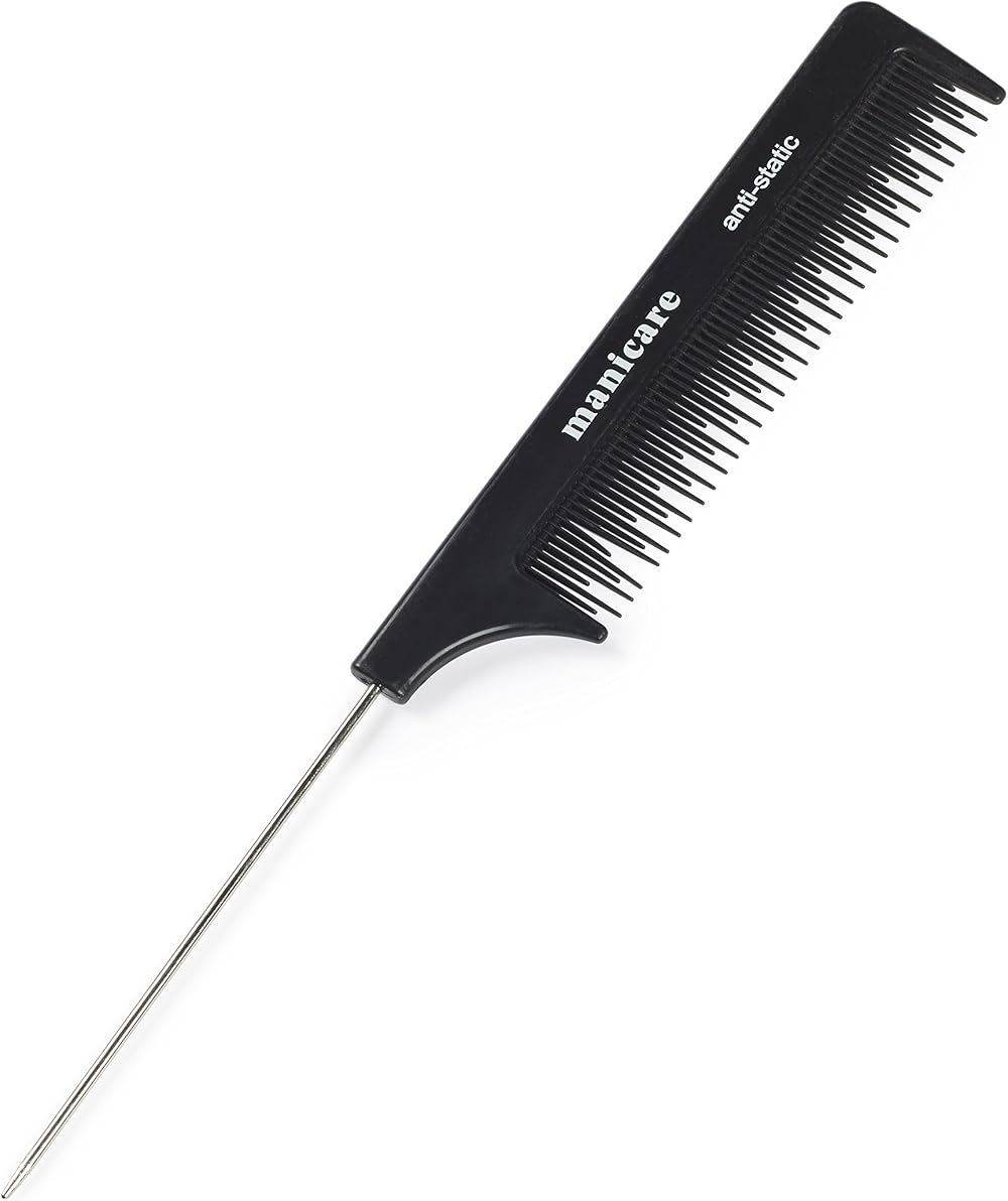 Manicare Pin Tail Comb for Sectioning and Styling - Anti-Static Metal Pin Tail