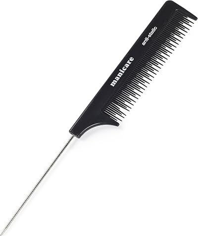 Manicare Pin Tail Comb for Sectioning and Styling - Anti-Static Metal Pin Tail