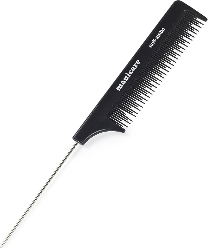 Manicare Pin Tail Comb for Sectioning and Styling - Anti-Static Metal Pin Tail