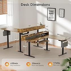 WALKINGDESK 63 Inches Height Adjustable L Shaped