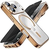 Misscase for iPhone 17 Pro Max Case with Privacy Screen Protector,[Camera Lens Protector] Clear Magnetic Luxury Plating Compatible with MagSafe Elegant Anti-Scratch Case 6.9 inch Gold