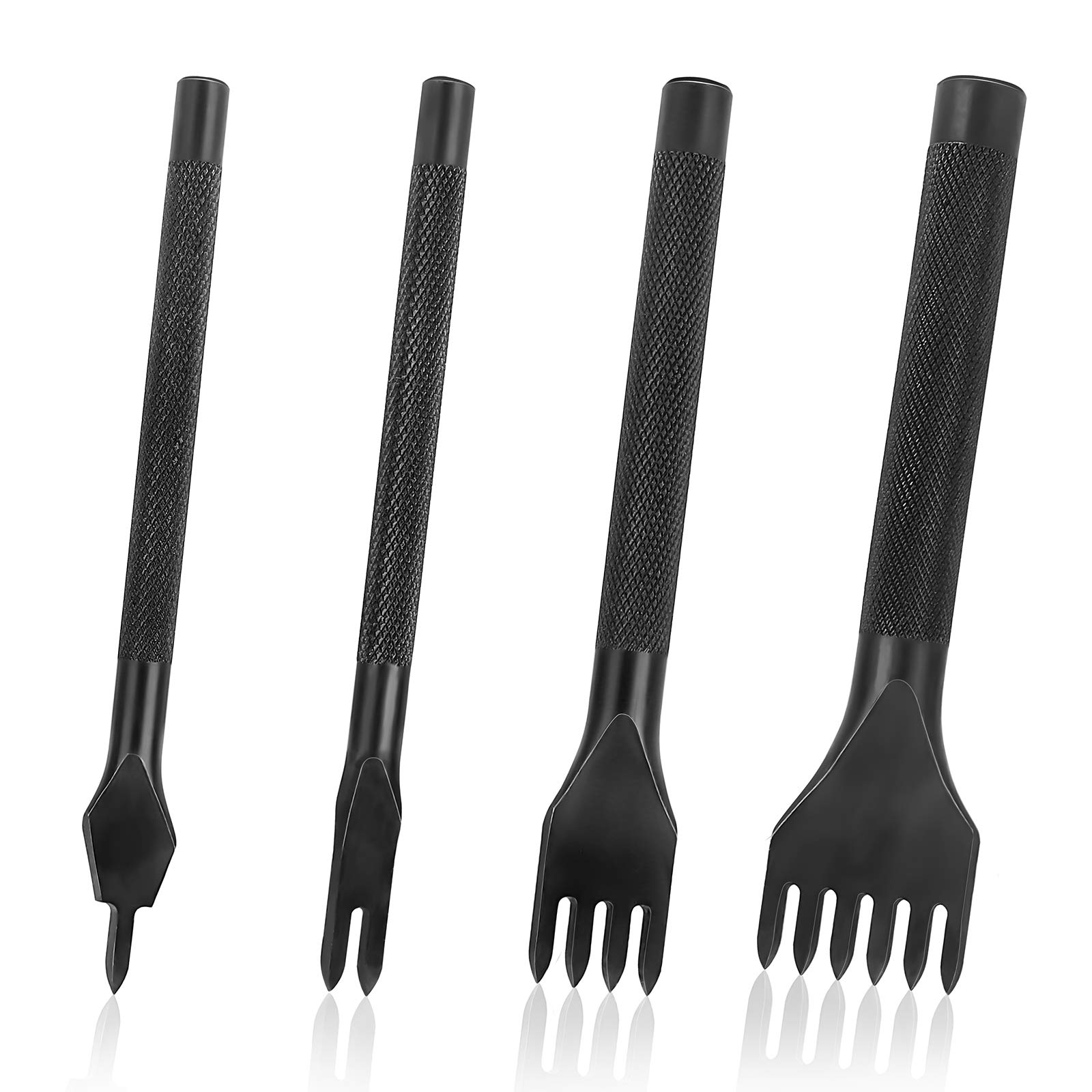 QIMEI-SHOP Leather Craft Hole Punches Tools 1/2/4/6 DIY Prong Steel Diamond Lacing Stitching Chisel Set Black 4mm
