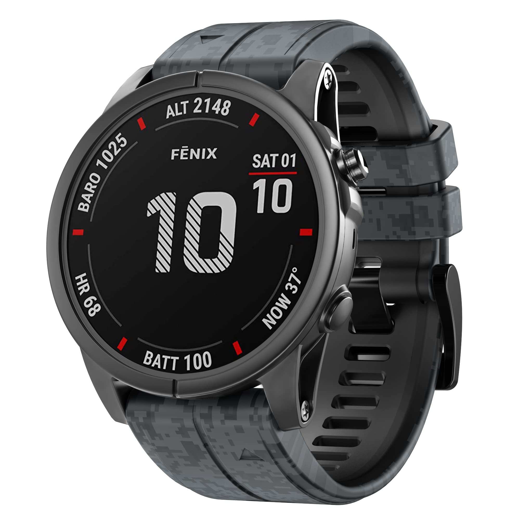 Fleshy Leaf 26mm Camouflage Silicone Band Compatible for Garmin Fenix 7X,Fenix 6X,Fenix 6X Pro,Fenix 5X,Fenix 5X Plus/Fenix 3/3 HR,Quick Release Strap Wristband (Camouflage 3c)