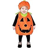Kangaroo Toddler Halloween Costume, Unisex One-Piece Orange & Black Theme Pumpkin Outfit for Infants