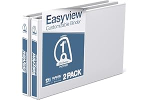 DAVIS GROUP EasyView Premium 1-Inch D-Ring Binders with Clear-View Covers, Spreadsheet-View Binders for School, Office, or Home, 11 Inches by 17 Inches, Pack of 2, 1", White
