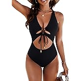 Blooming Jelly Womens Sexy One Piece Swimsuit Cut Out Slimming Bathing Suit V Neck Crisscross Back Swimwear