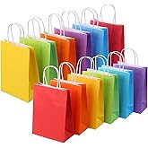 SUNCOLOR 12-Pack Rainbow Small Gift Bags with Handles – 8" Recyclable Goodie Bags for Party Favors, Birthdays & Celebrations