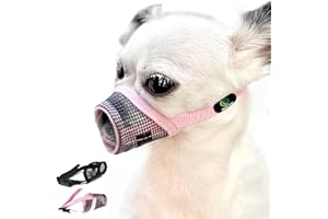 MOIILAVIN Dog Muzzle 2PCs,Soft Air Mesh Muzzle Breathable for Barking Grooming Biting Chewing for Small Medium Breeds, Barkless Mesh Muzzle Stop Puppy Eating Poop&Rocks XXS XS S (Pink, Black)