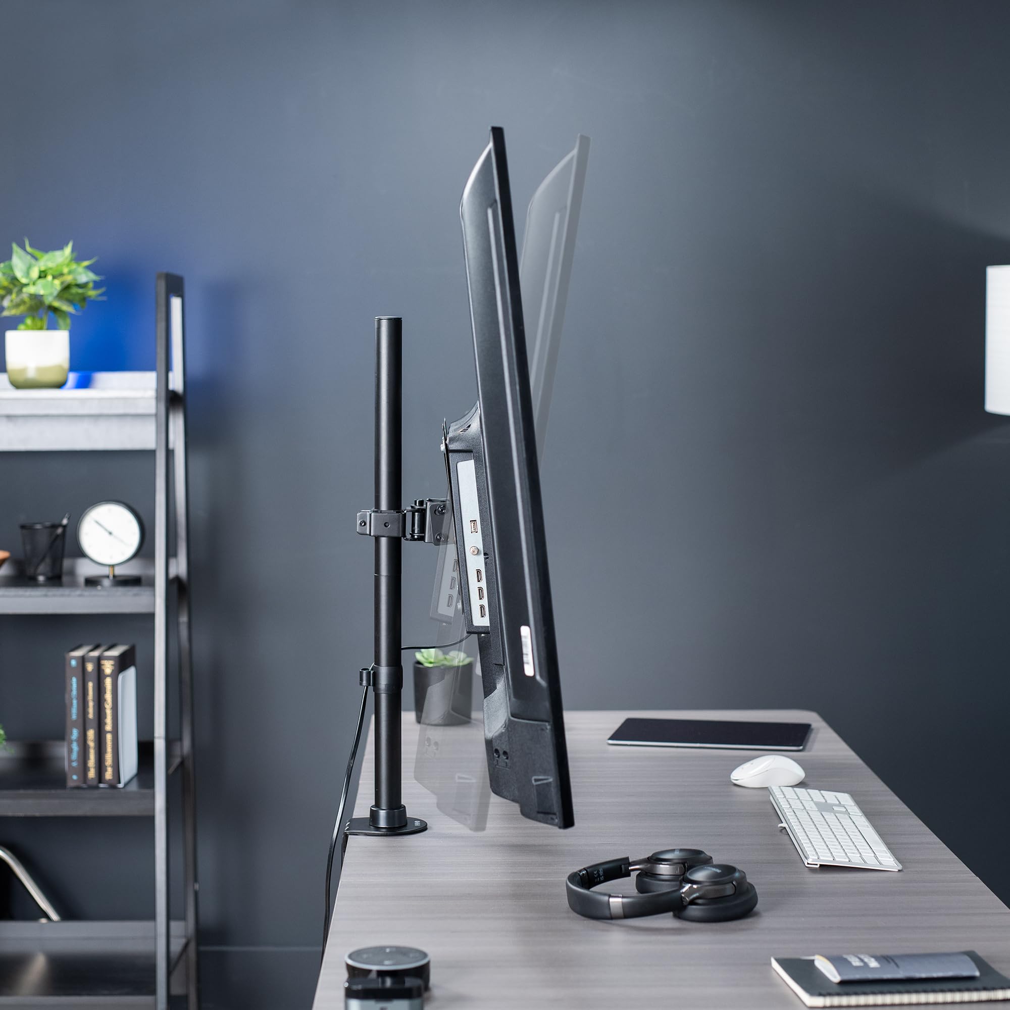 VIVO Ultra Wide TV Desk Mount for up to 55 inch Screens Weighing 66 lbs, Full Motion Height Adjustable Single Television Stand, Black, STAND-V155C