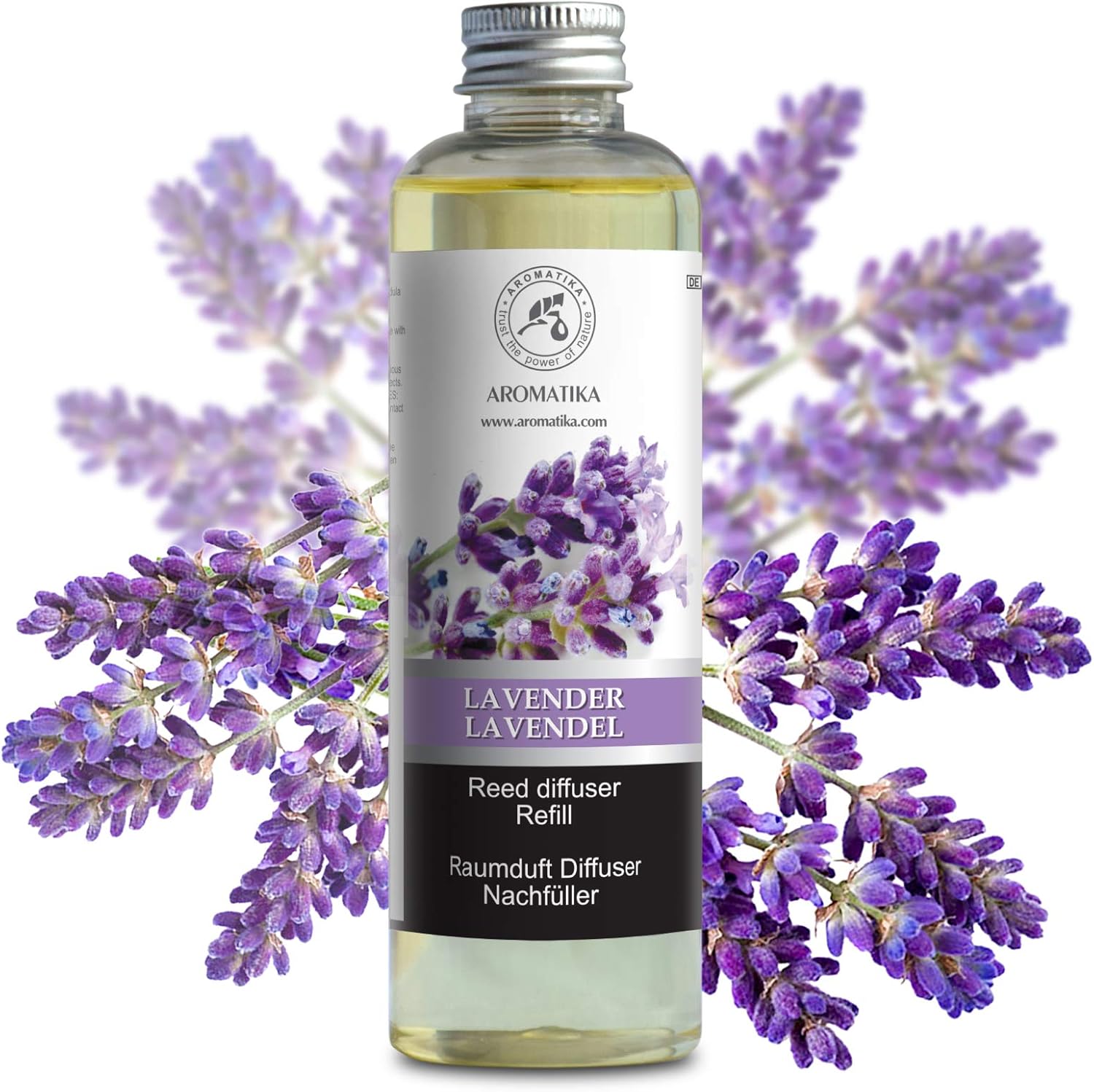Lavender Reed Diffuser Refill 200ml, Room Diffuser w/Natural Essential Lavender Oil, Best for Aromatherapy, SPA, Home, Office