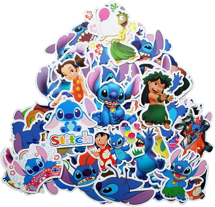 Water Bottle Stickers Lilo & Stitch Anime Catoon Stickers(55pcs) Snowboard Laptop Luggage Car Motorcycle Bicycle Fridge DIY Styling Vinyl Home