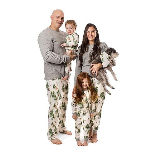 Burt's Bees Baby Baby 2-Piece Family Pajamas Matching Sets-Organic Cotton PJs for Kids, Toddlers, Adults, Christmas Tree Farm, 3T