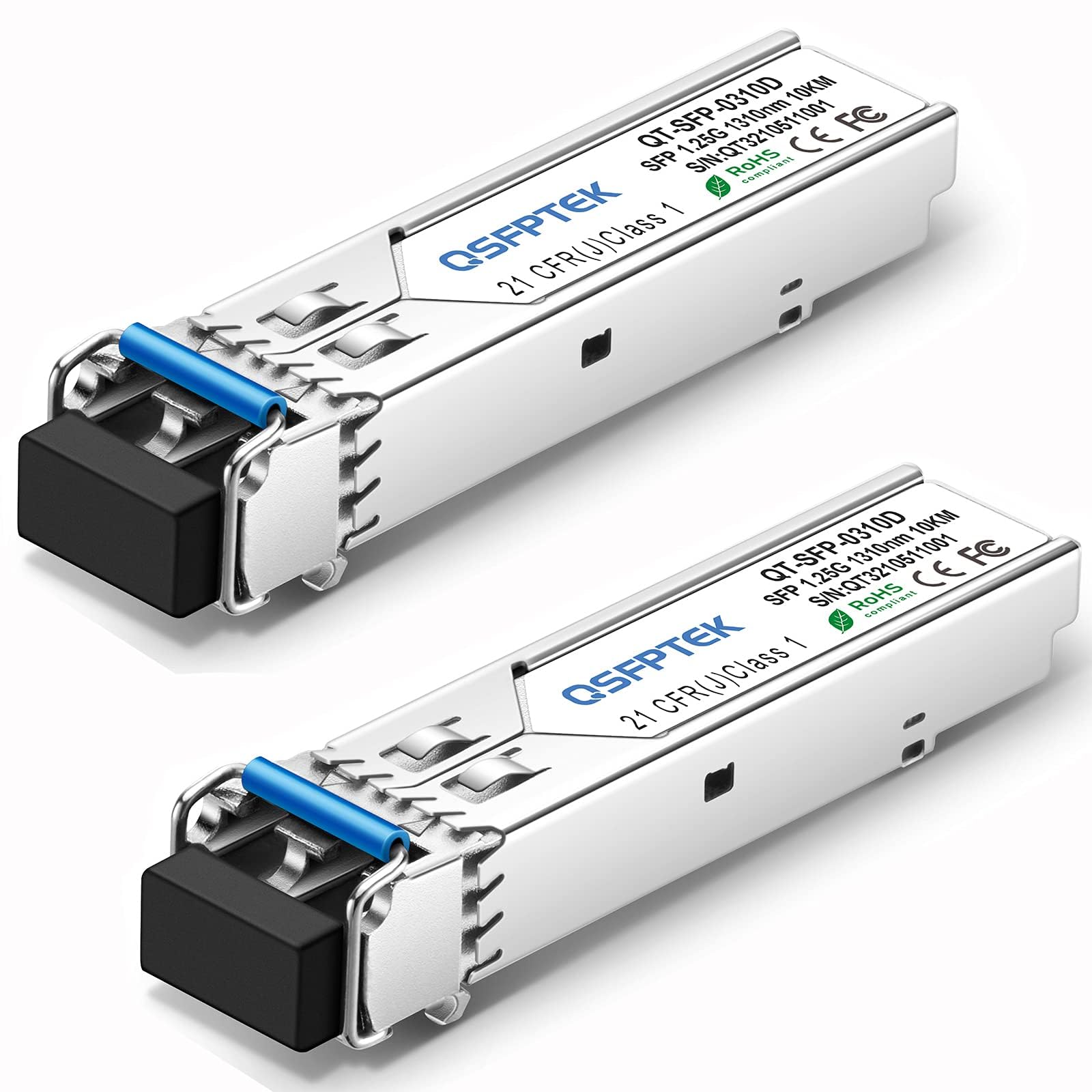 2Pack 1000BASE-LX/LH Gigabit SFP Module, 1310nm, 10km, DDM, Single-Mode LC Mini-GBIC Transceiver for Cisco GLC-LH-SMD/GLC-LX-SM-RGD, Ubiquiti UF-SM-1G, Netgear, Mikrotik, Supermicro