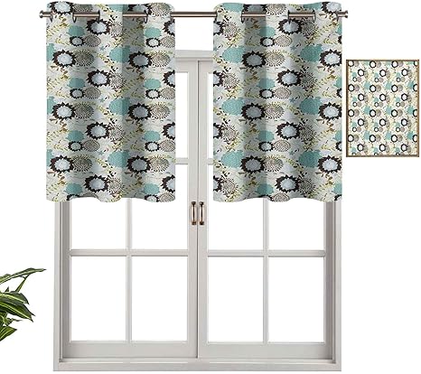 Cortina opaca con ojales en la parte superior, fondo blanco floral con