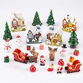 Kai Dream Christmas Village Miniature Decorative Set, 26 Pieces | Holiday Scene with Snow Houses, Santa, Reindeer, Sleigh, Trees and Figurines, Winter Holiday Collection